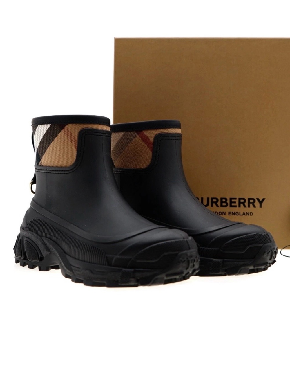 NIB Burberry Ryan Low Check Boots 37 - Picture 8 of 8